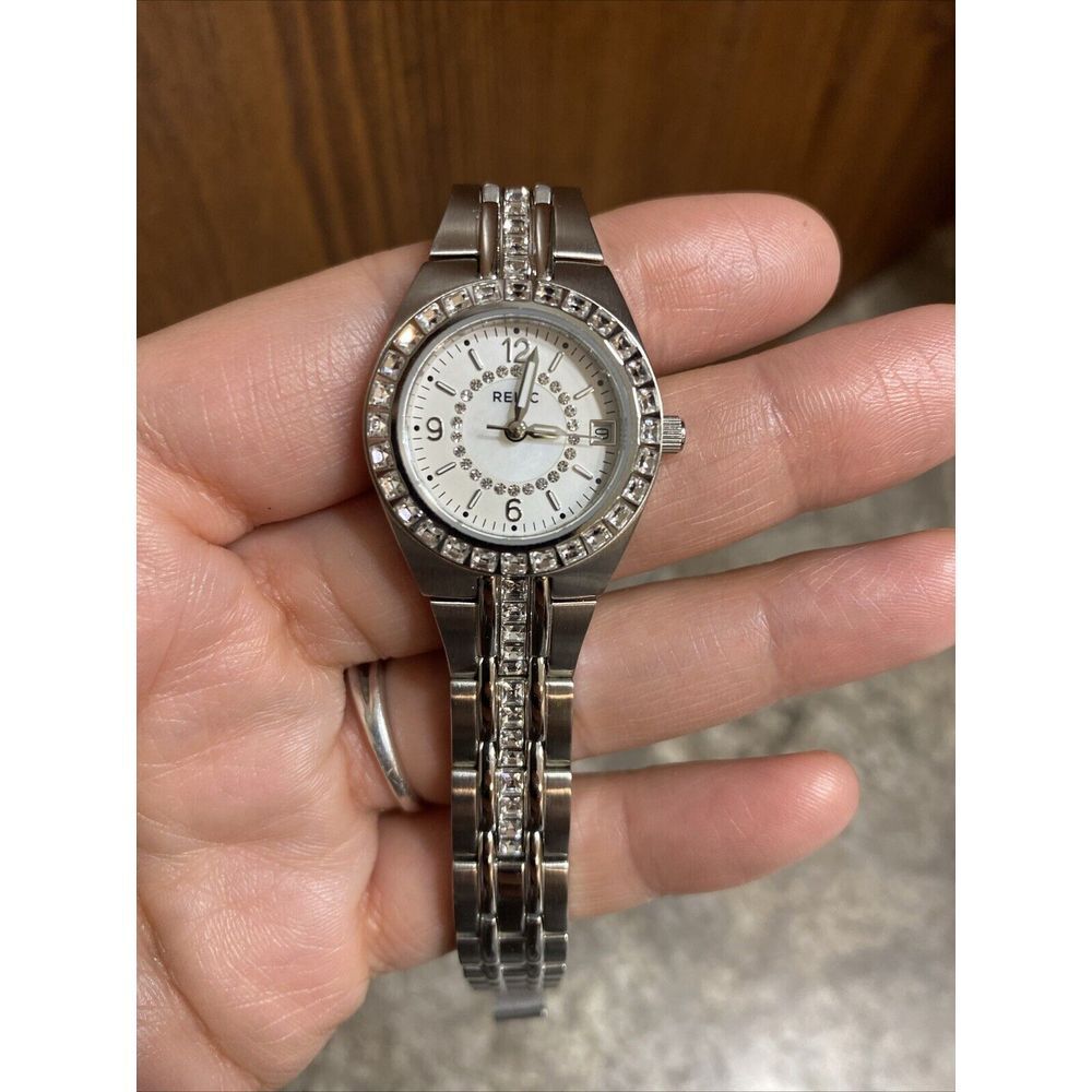 Relic By Fossil Women's Silver Tone Rhinestone Mo… - image 2